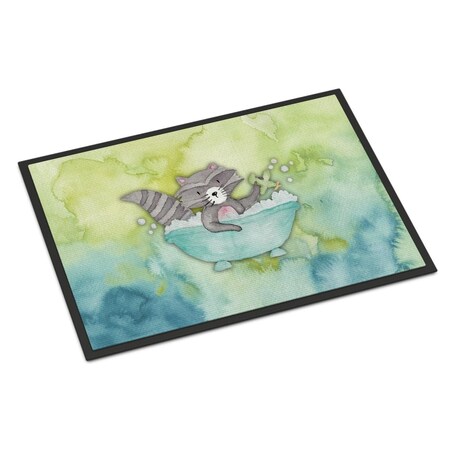 Carolines Treasures 18 x 27 in. Raccoon Bathing Watercolor Indoor or Outdoor Mat BB7345MAT